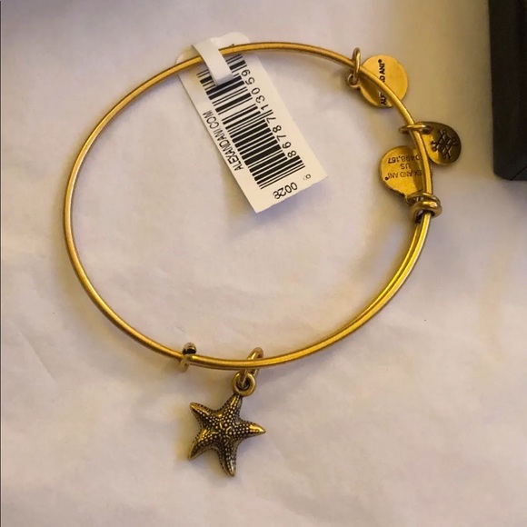Alex & Ani Starfish Bangle In Rafaelian Gold Finish NWT & Original Box - Picture 4 of 10